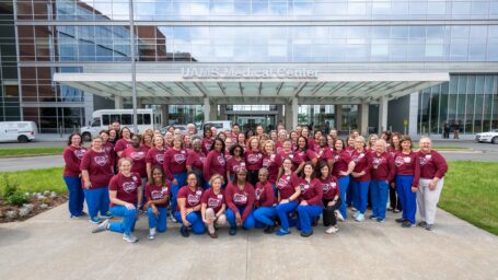 Team UAMS, a large group of people wearing the same shirt that says 